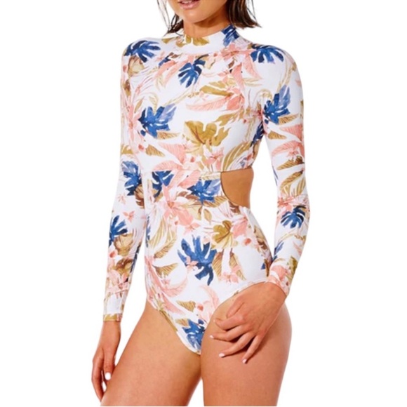 Rip Curl Sunset Waves Long Sleeve Floral One Piece Surf Swimsuit NWT Women’s L - Picture 14 of 16